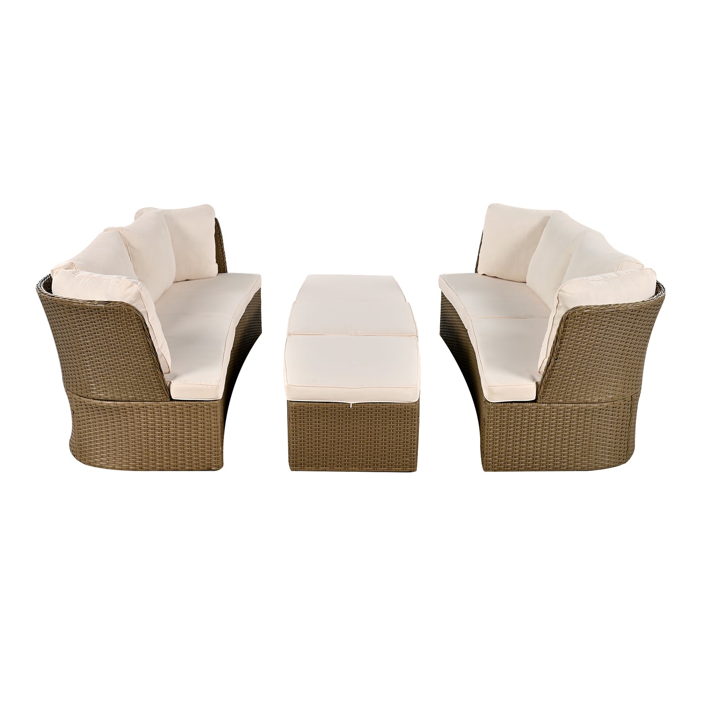 U_Style  Customizable Outdoor Patio Furniture Set, Wicker Furniture Sofa Set with Thick Cushions, Suitable for Backyard, Porch.