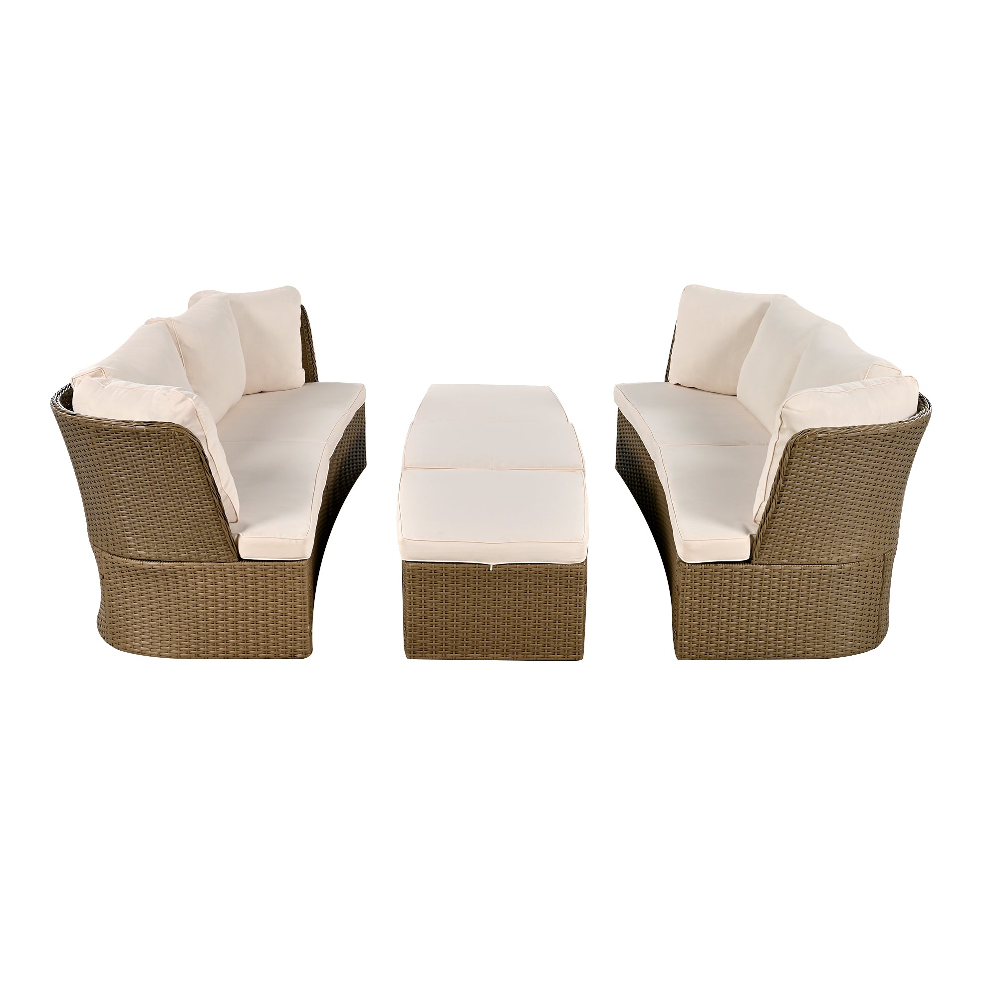 U_Style  Customizable Outdoor Patio Furniture Set, Wicker Furniture Sofa Set with Thick Cushions, Suitable for Backyard, Porch.