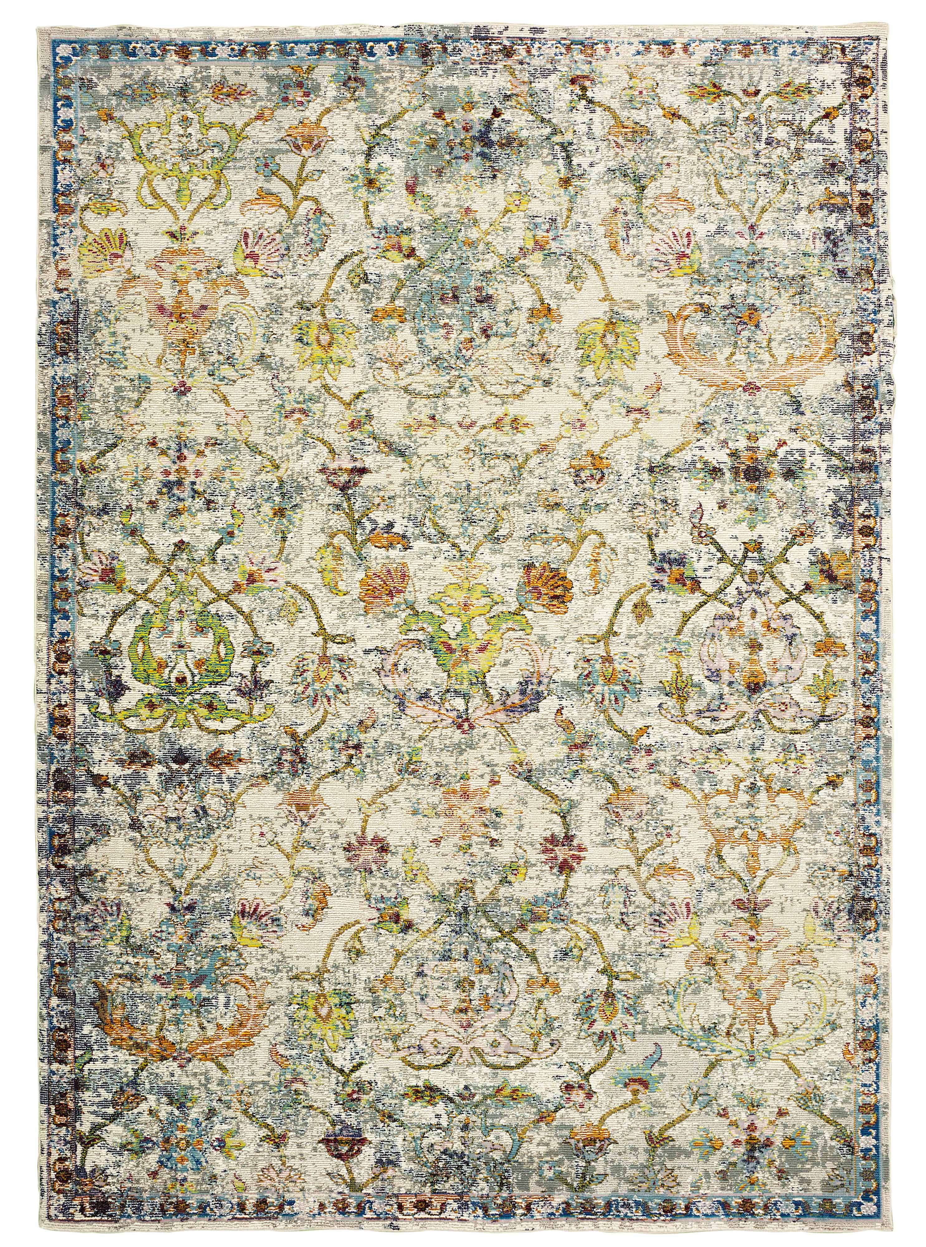 Garden Oriental Stylish Area Rug - Multi: Ivory/Blue / 5' x 8'