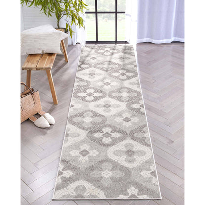 Loewy Modern Geometric Indoor/Outdoor Grey High-Low Rug: 5'3" x 7'3"
