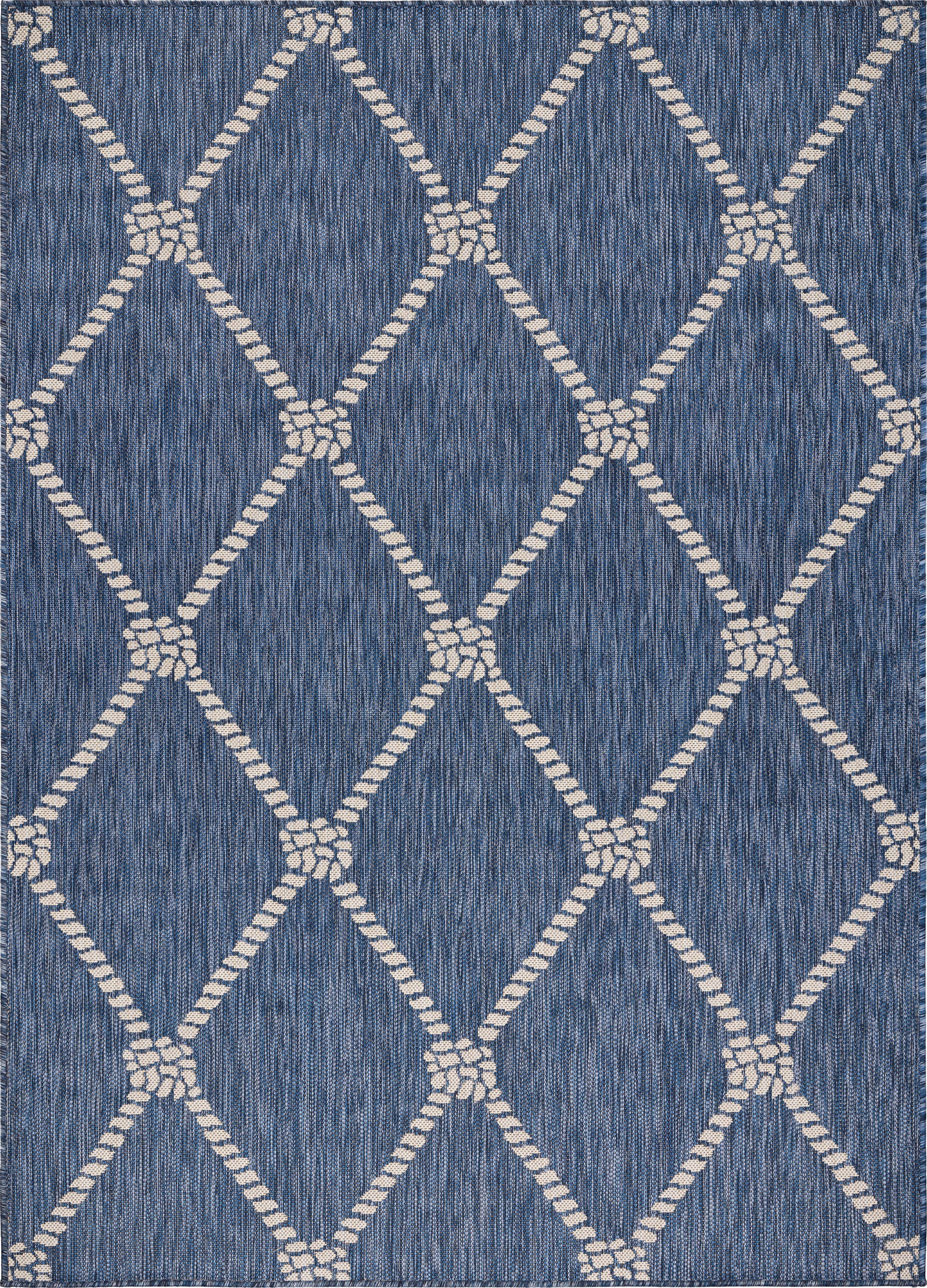 Samantha Nautical Knot Navy/White Indoor/Outdoor Area Rug: 5'3" x 7'
