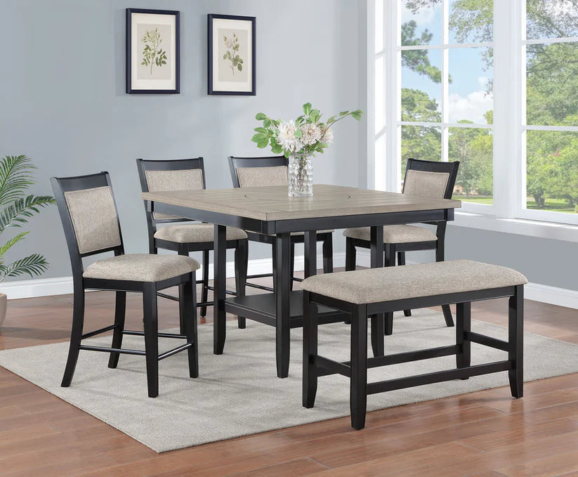 Weathered Gray Two Tone Lazy Susan Counter Dining Set