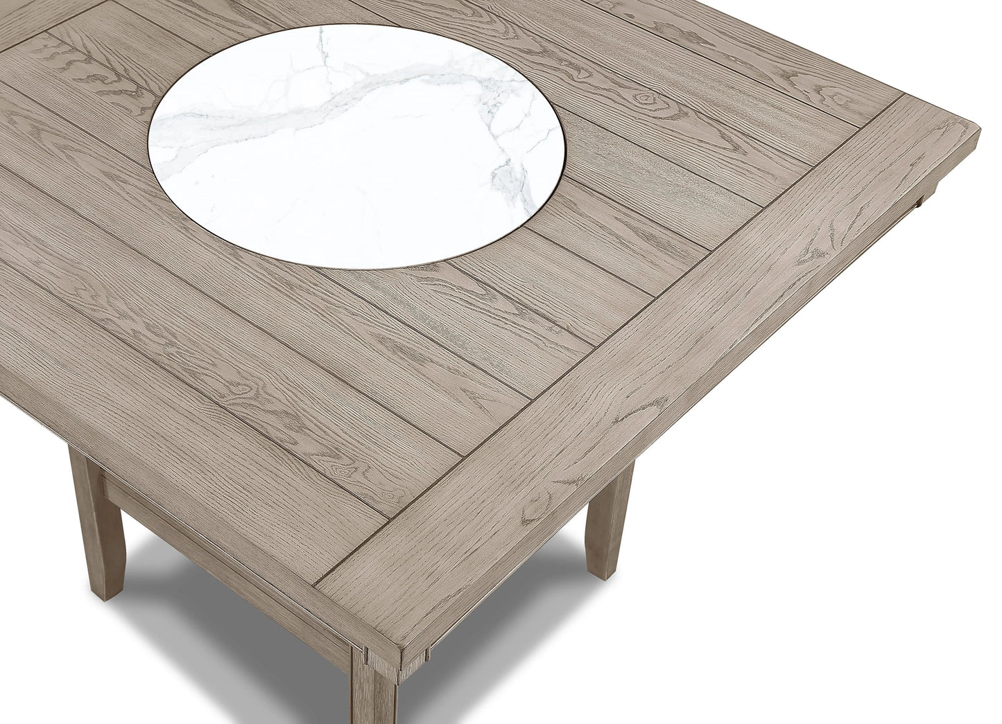 Weathered Gray and Marble Lazy Susan Counter Dining Set