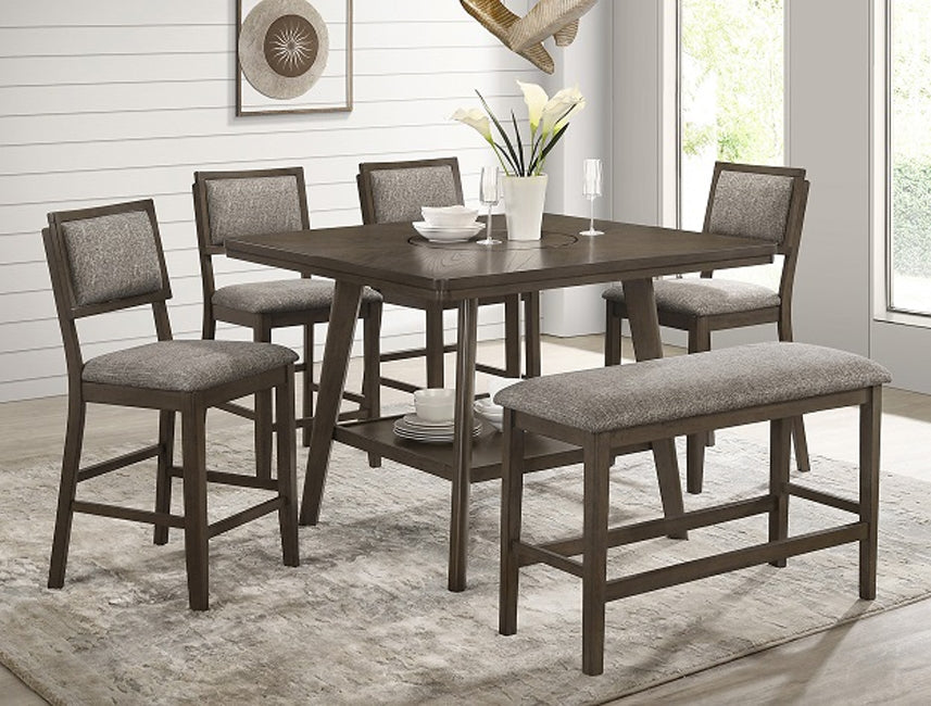 Brown & Gray Lazy Susan Counter Dining Set