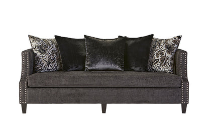 Simone Ash Chrome Nailhead Sofa and Loveseat