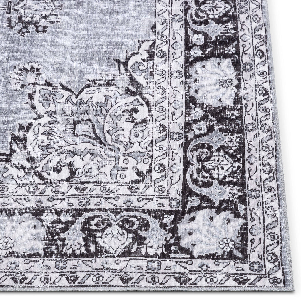 Tarifa Vintage Bohemian Medallion Grey Machine Washable Rug: 3'9" x 5'7"