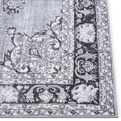Tarifa Vintage Bohemian Medallion Grey Machine Washable Rug: 3'9" x 5'7"
