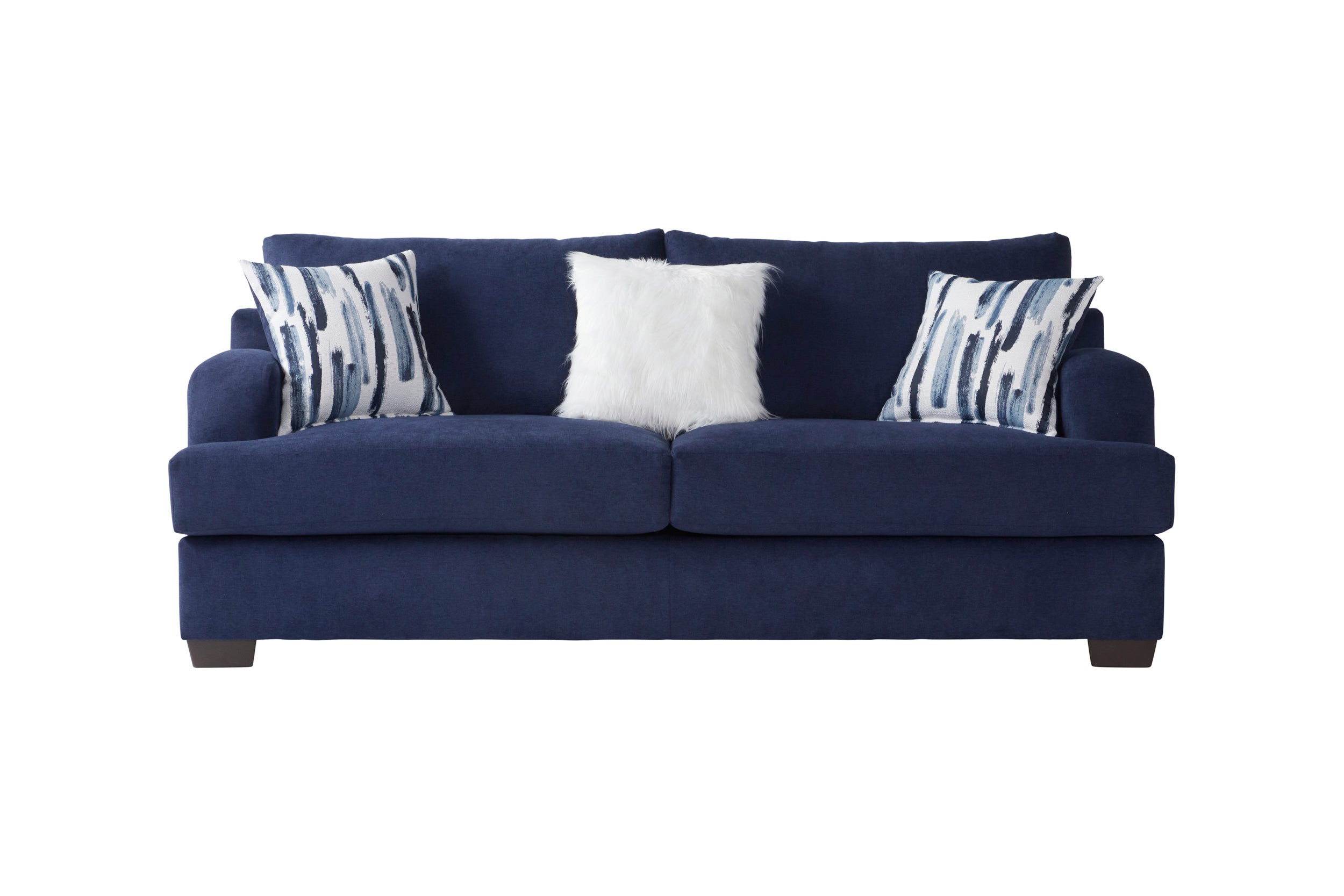 Contemporary Cameo Navy Blue Sofa and Loveseat