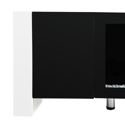 ON-TREND Modern TV Stand with 34.2" Non-heating Electric Fireplace, High Gloss Entertainment Center with 2 Cabinets, Media Console for TVs up to 78", Black