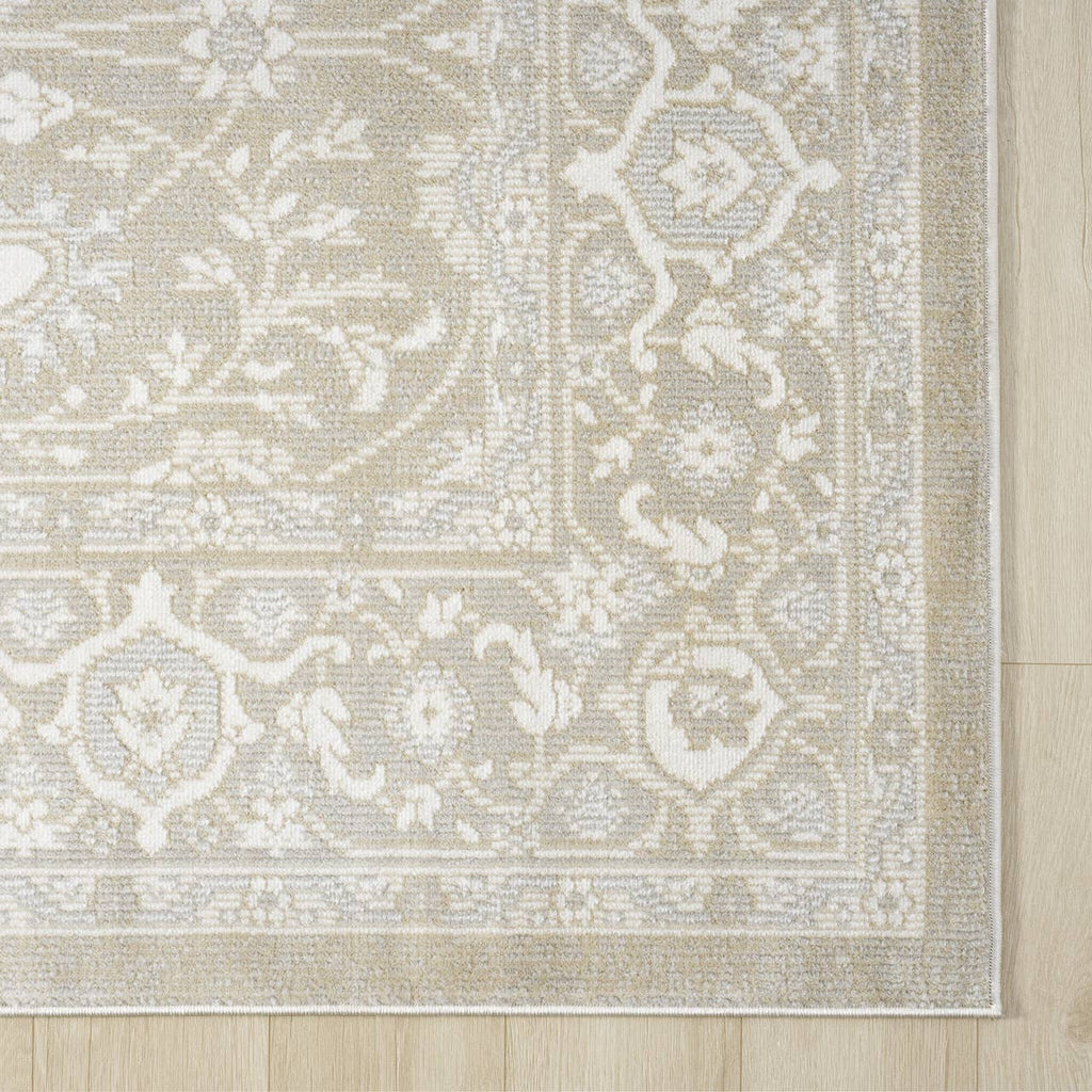 Dalia Floral Oriental Sand Indoor Outdoor Rug: 5'3" x 7'6"