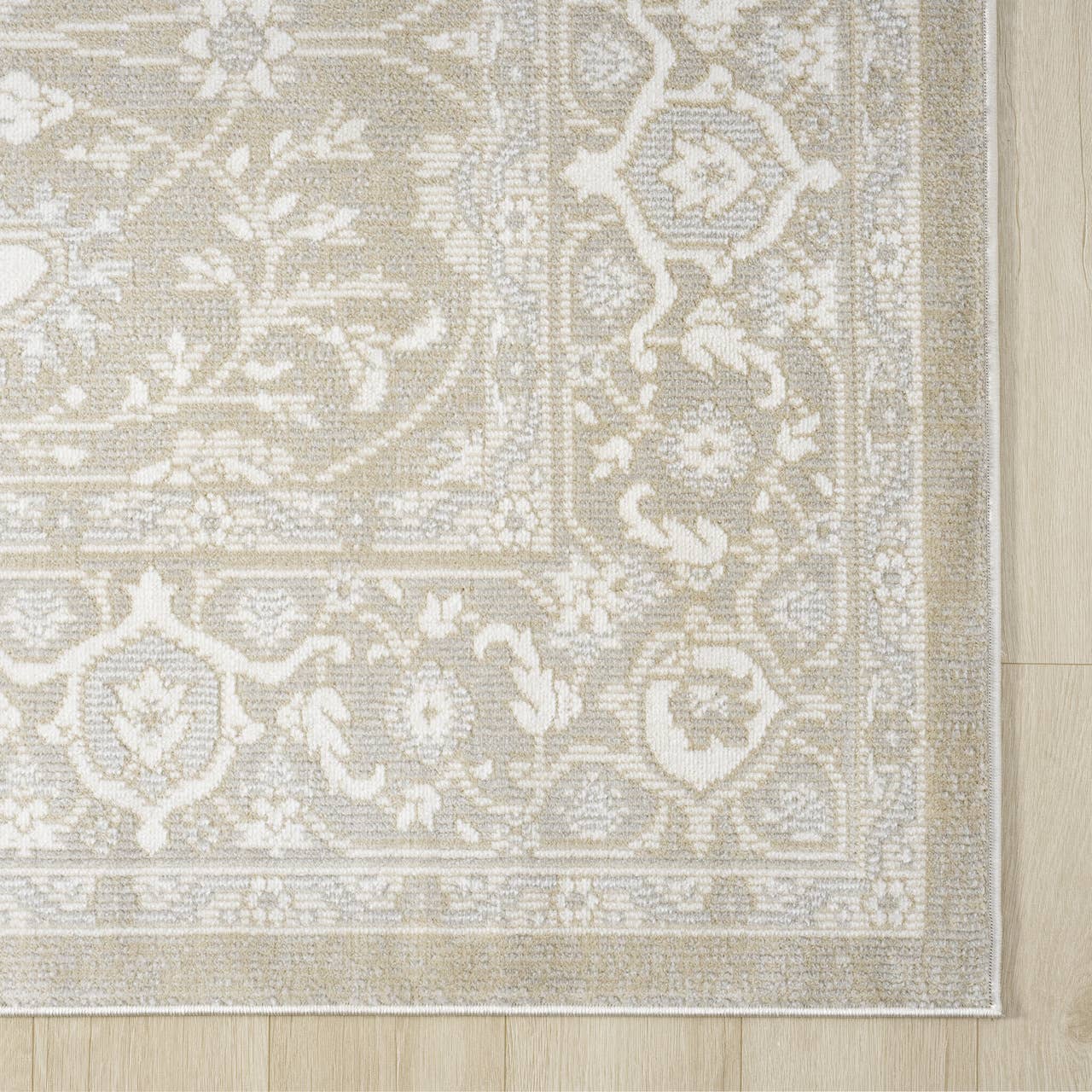 Dalia Floral Oriental Sand Indoor Outdoor Rug: 5'3" x 7'6"