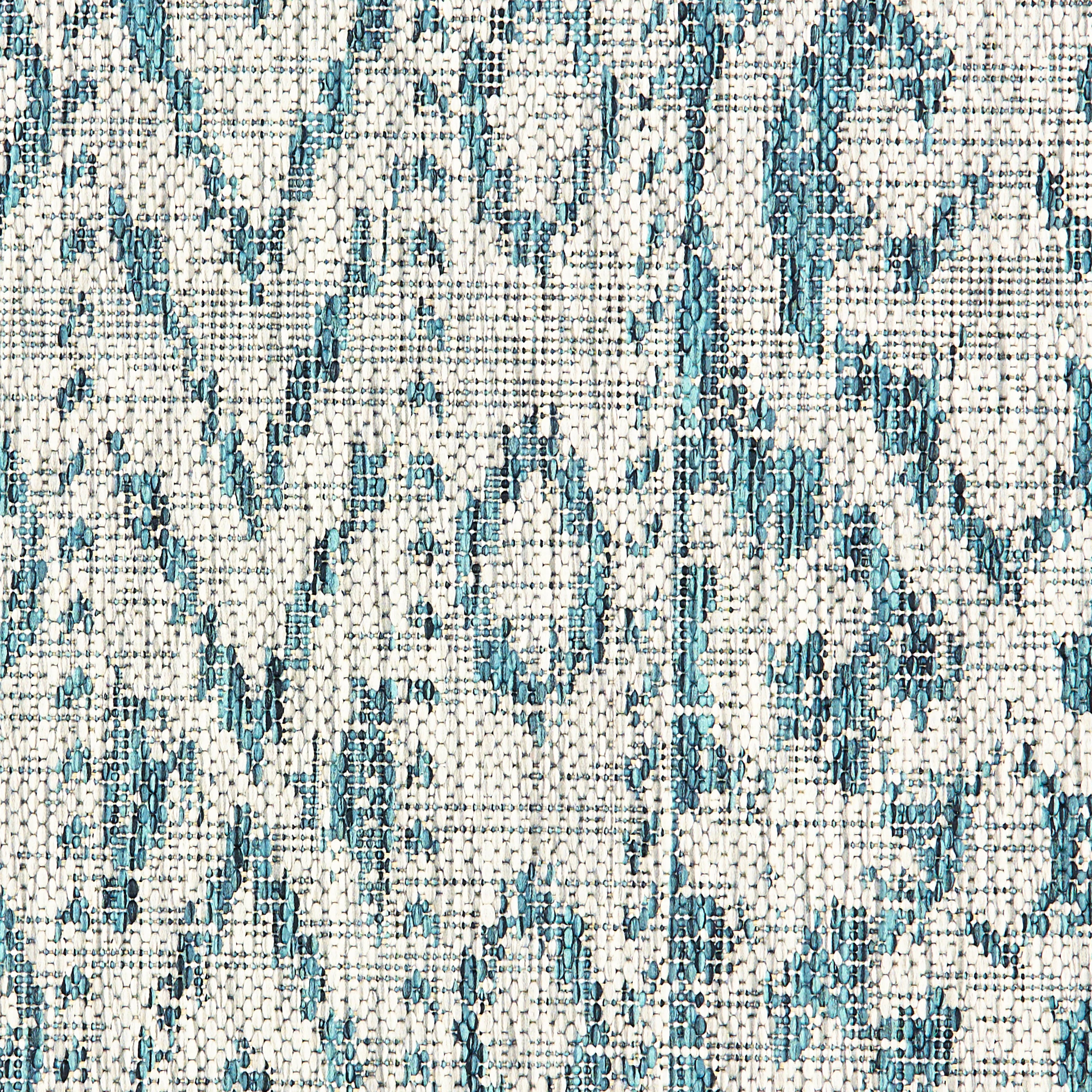 Sylvestra Geometric Blue/Green Indoor/Outdoor Area Rug: Ivory/Teal / 5' x 8'