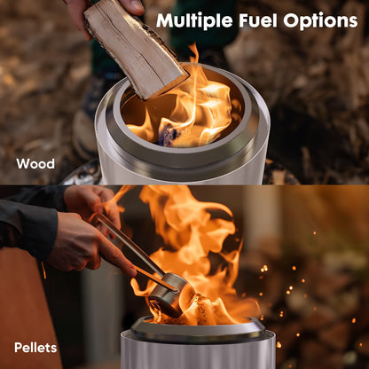 Smokeless Fire Pit, 304 Stainless Steel Tabletop Firepit Wood Pellets Burning Fire Pits for Camping, Bonfire, Low Smoke Portable Firepits for Outdoor Patio Backyard