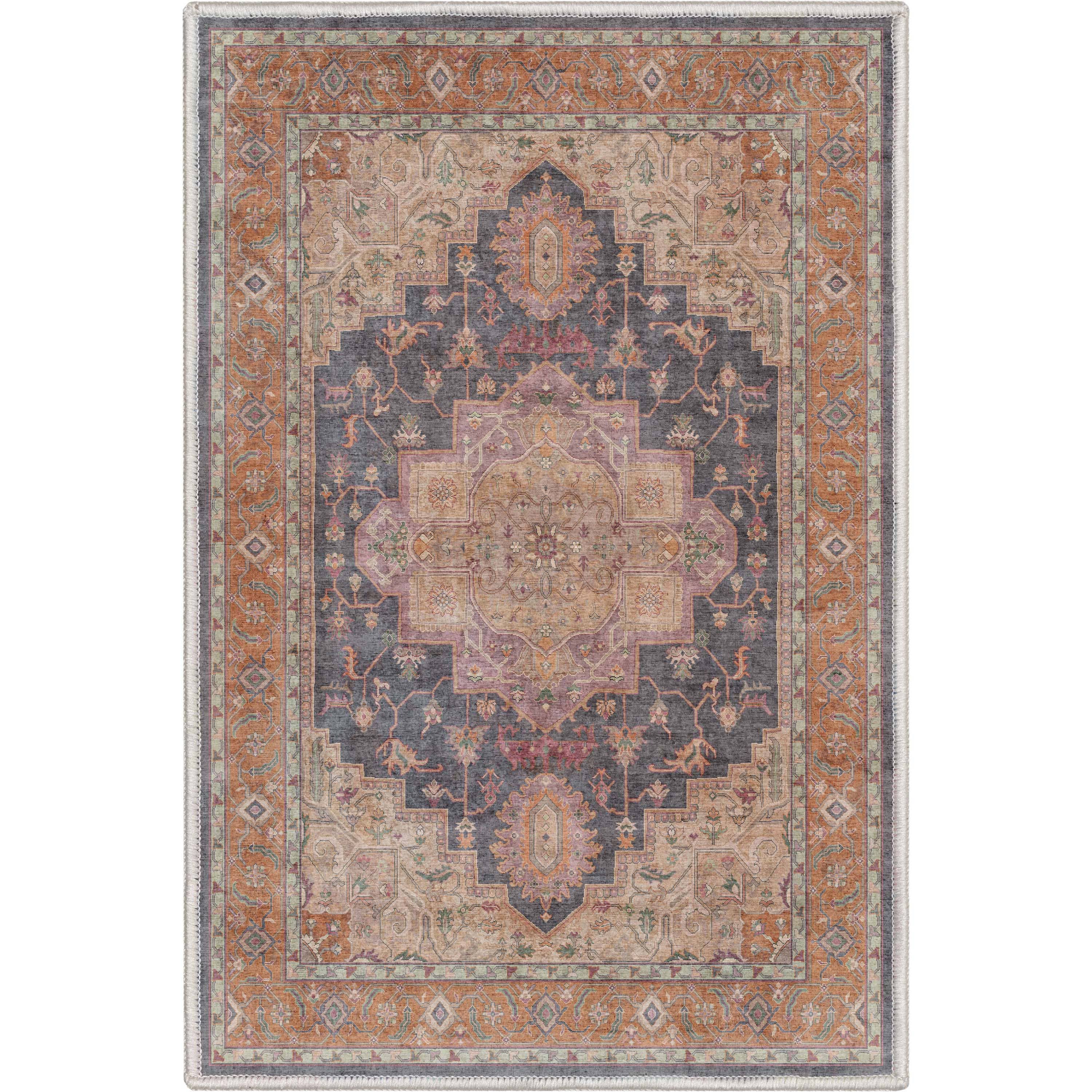 Paris Vintage Oriental Persian Flat-Weave Rug: Multi / Rectangular / 5'3" x 7'3"