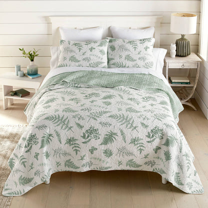 Botanical 3pc Queen Size Cotton Quilted Bedding Set