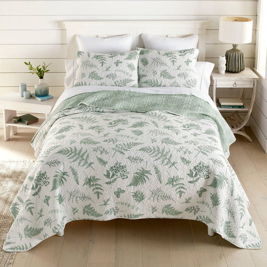 Botanical 3pc King Size Cotton Quilted Bedding Set