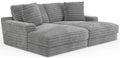Comfrey Faux Fur Double Chaise Lounge in Light Gray