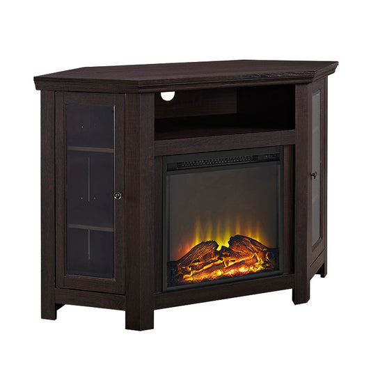 Classic Glass-Door Fireplace TV Stand for TVs up to 55" - Espresso