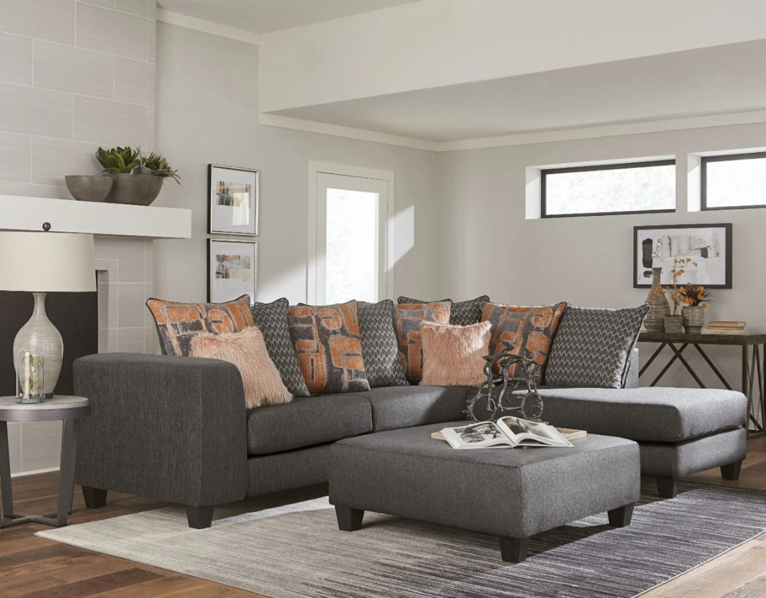 Contemporary Gray Rose Chaise Sectional