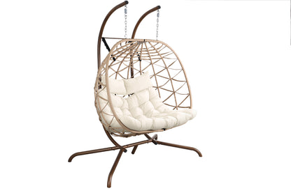 Outdoor Egg Swing Chair with Stand,Thick Cushions and Pillow