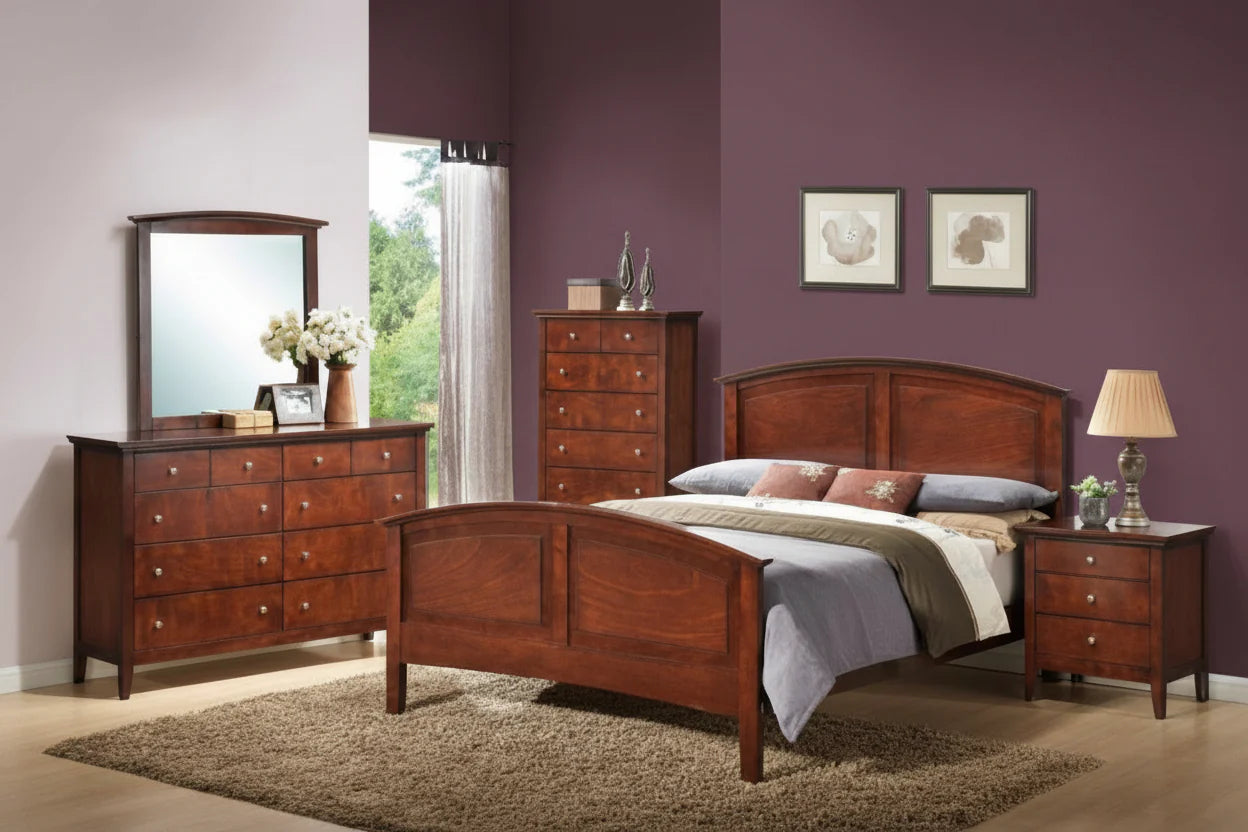 Whiskey Cherry Panel Style Queen Bedroom Set