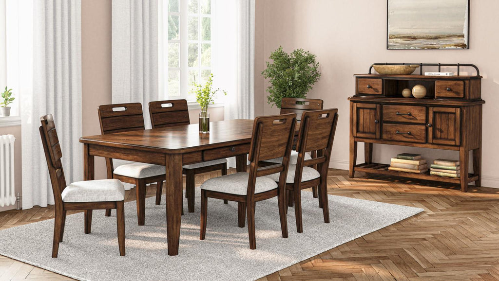 Closeout-Danville Drawer Table with 6 Tray Chairs