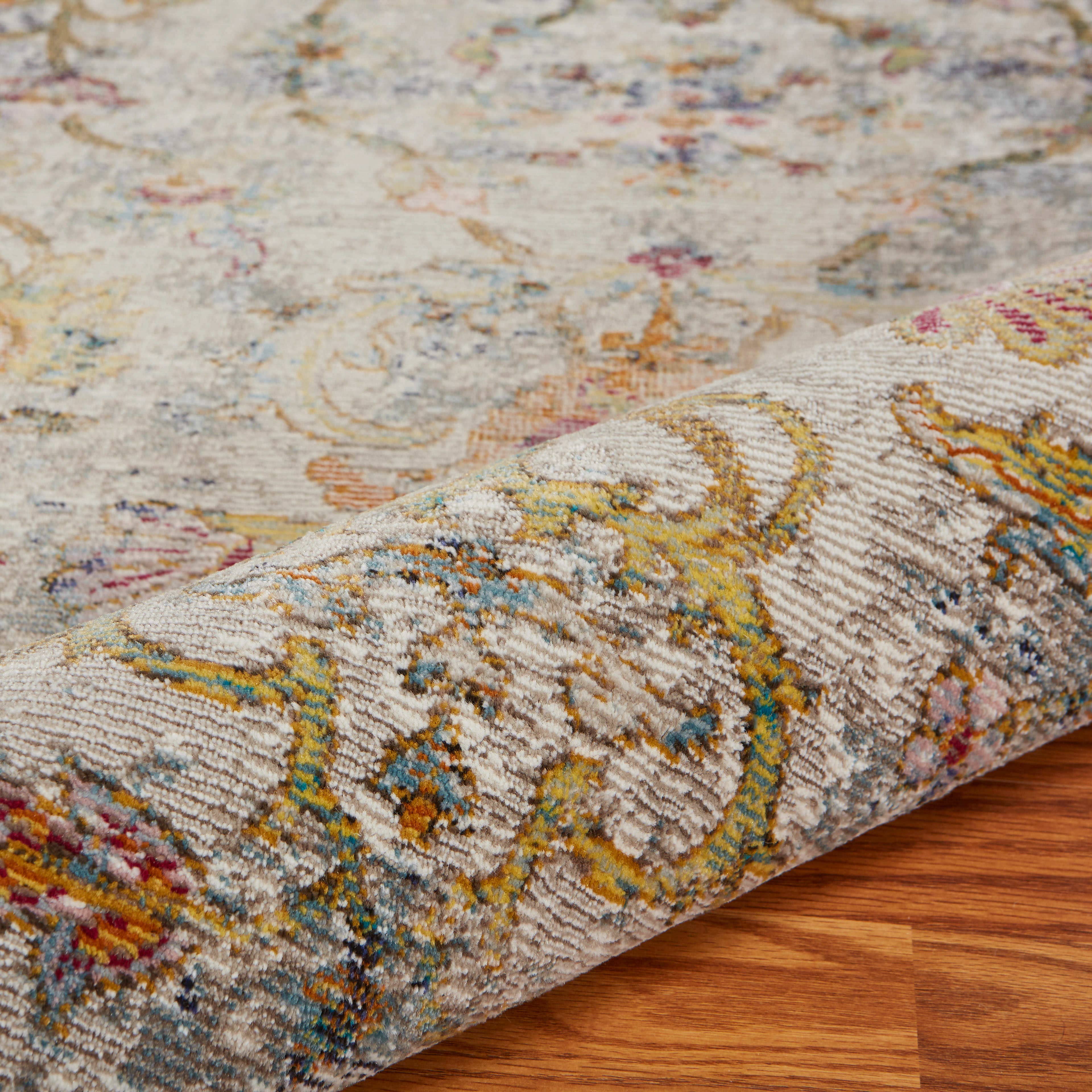 Garden Oriental Stylish Area Rug - Multi: Ivory/Blue / 5' x 8'