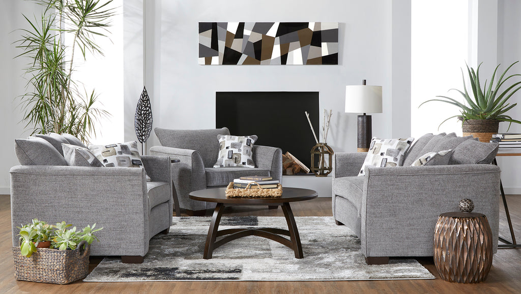 Seville Charcoal Gray Sofa and Loveseat
