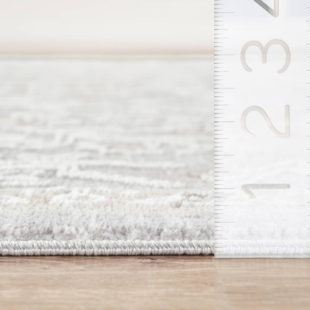 Vera Light Grey Cream Vintage Floral Botanical Rug: 5'3" x 7'6"