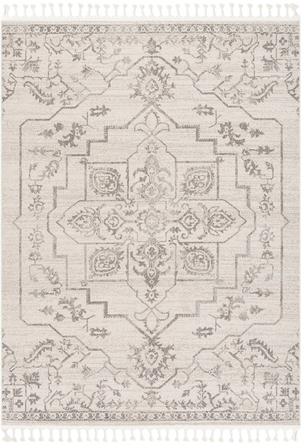 Valentina Oriental Medallion Pattern Brown Beige Kilim-Style: 5'3" x 7'3"