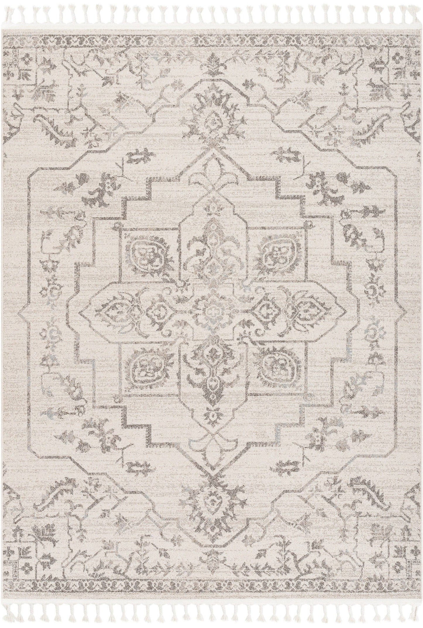 Valentina Oriental Medallion Pattern Brown Beige Kilim-Style: 5'3" x 7'3"