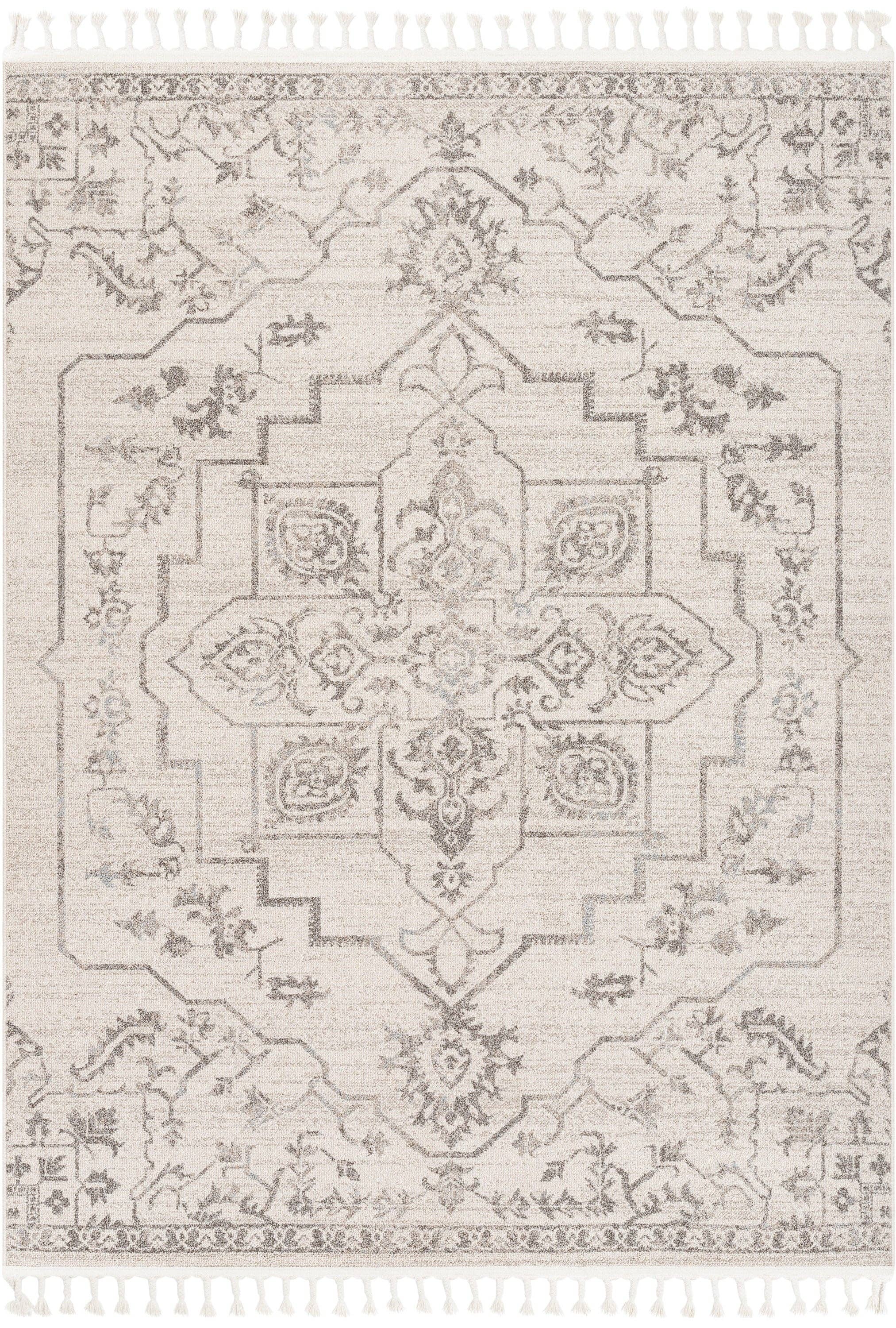 Valentina Oriental Medallion Pattern Brown Beige Kilim-Style: 5'3" x 7'3"