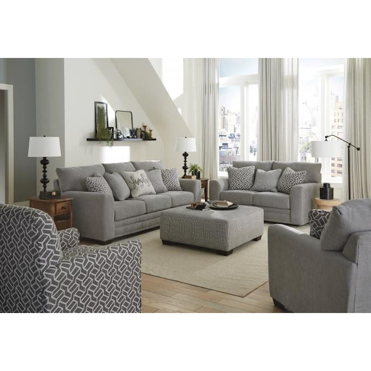 Cutler Ash Gray Family Sofa and Loveseat