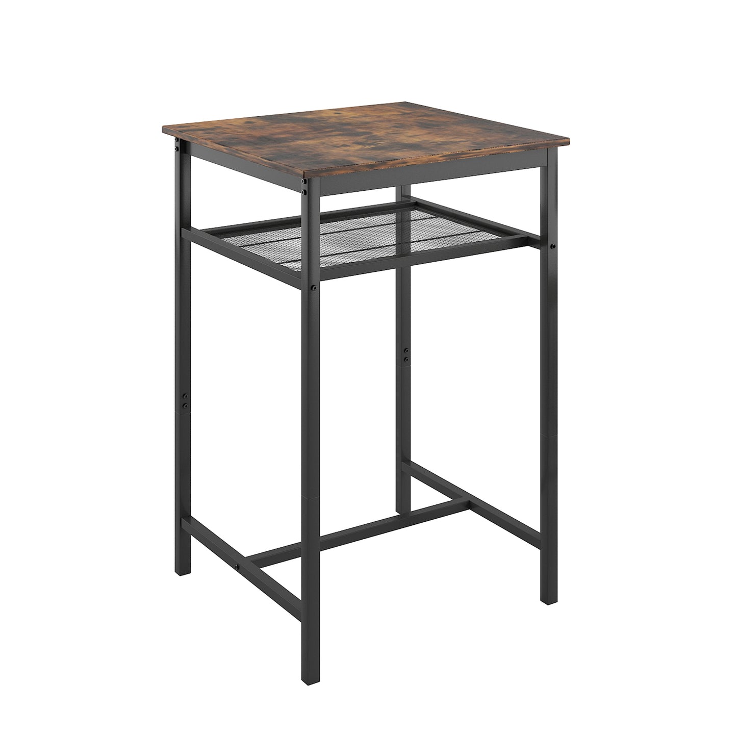 Bar table, equipped with 2 bar stools , with backrest and partition (Rustic Brown)