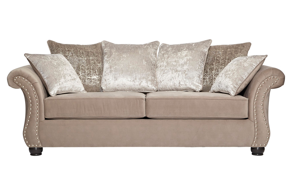 Cosmos Putty Glam And Silver Sofa and Loveseat
