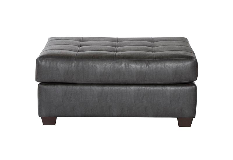 San Marino Faux Leather Brown Tufted Top Ottoman