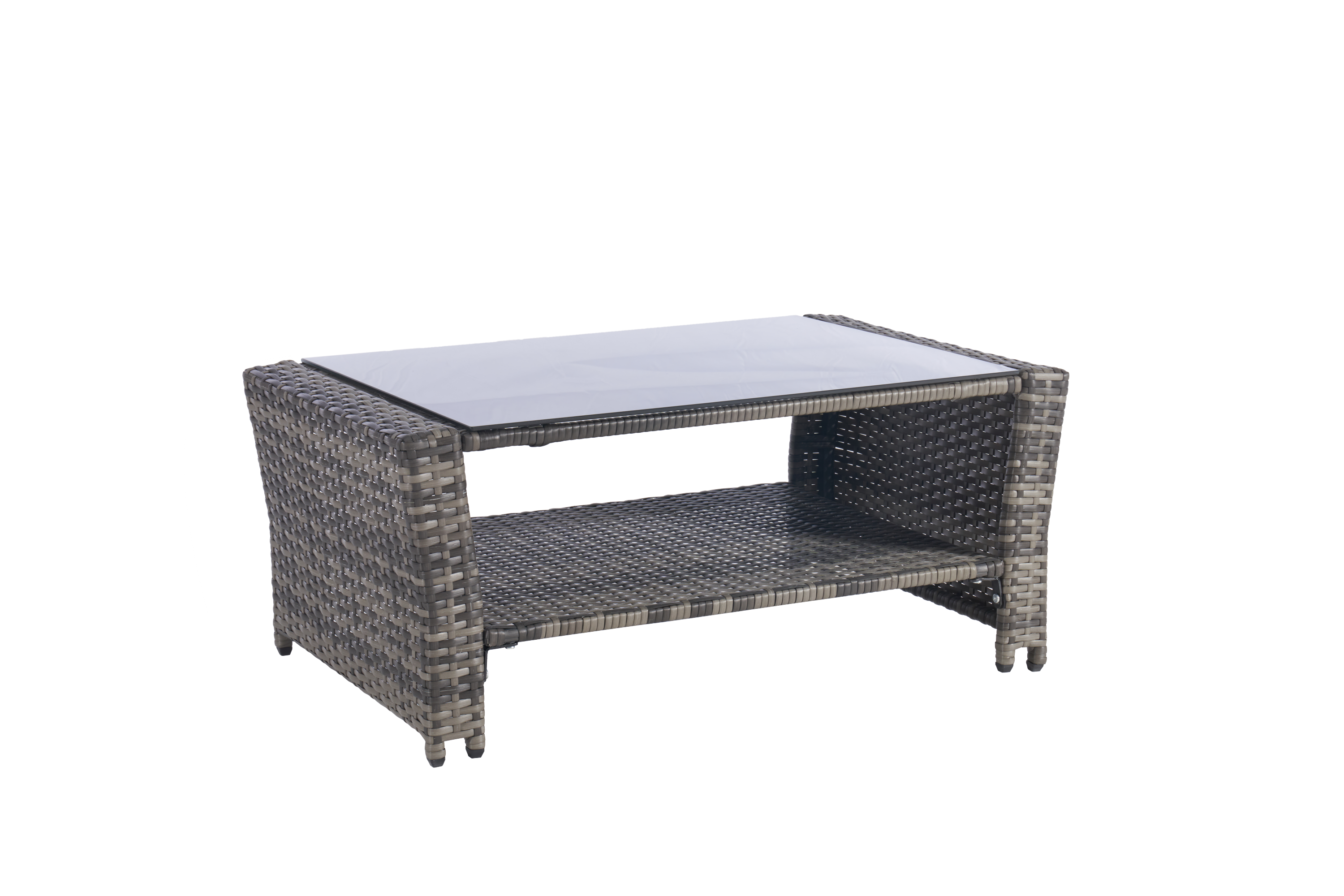 4 Pieces Outdoor Patio Furniture Sets Garden Rattan Chair Wicker Set, Poolside Lawn Chairs with Tempered Glass Coffee Table Porch Furniture