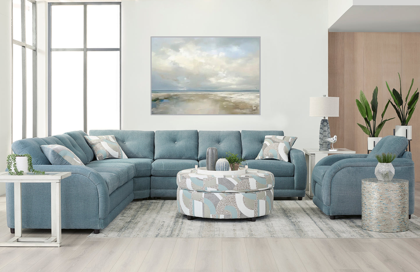 Aquamarine Large Wedge Sectional with Sleeper Option