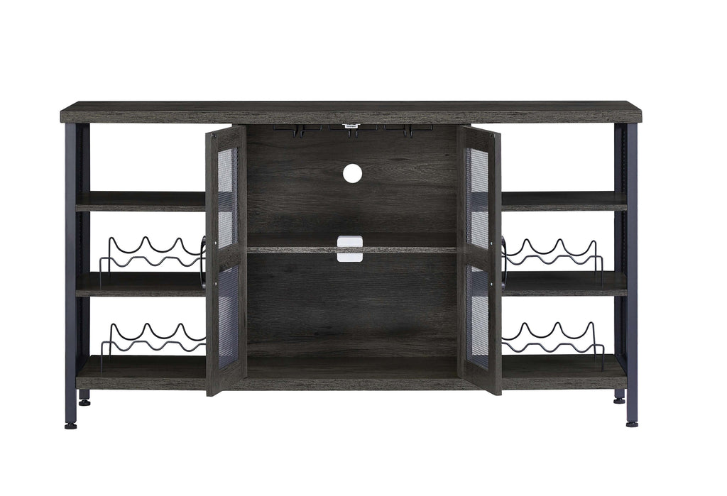 Industrial Wine Bar Cabinet, Liquor Storage Credenza, Sideboard with Wine Racks & Stemware Holder (Dark Grey, 55.12''w x 13.78''d x 30.31' ' h)
