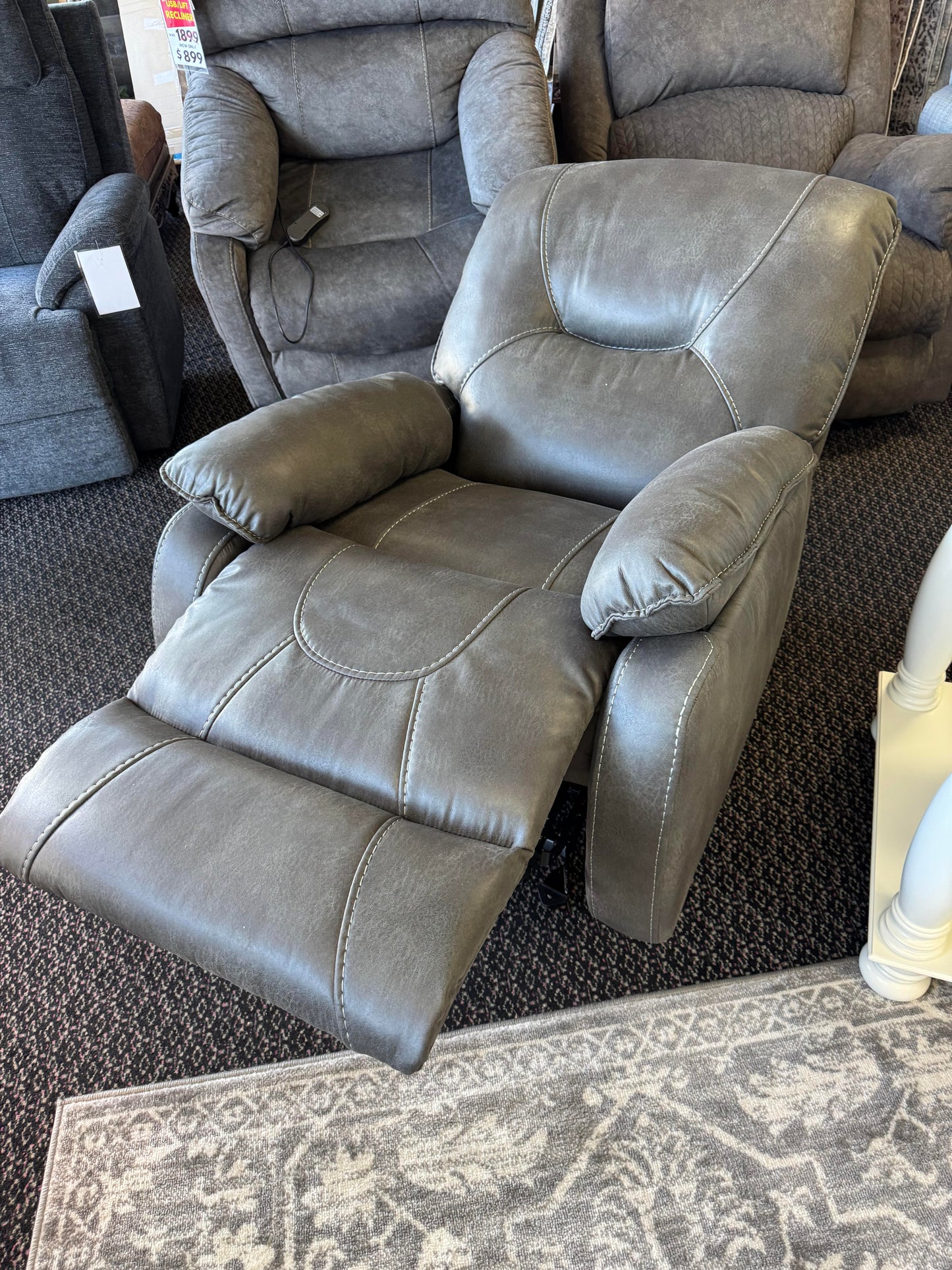 Space Saving Glider Recliner in Metal Gray