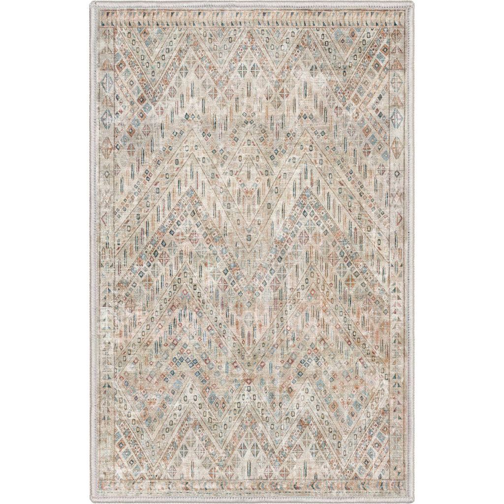 Anya Vintage Tribal Chevron Ivory Flat-Weave Rug: 5'3" x 7'3"