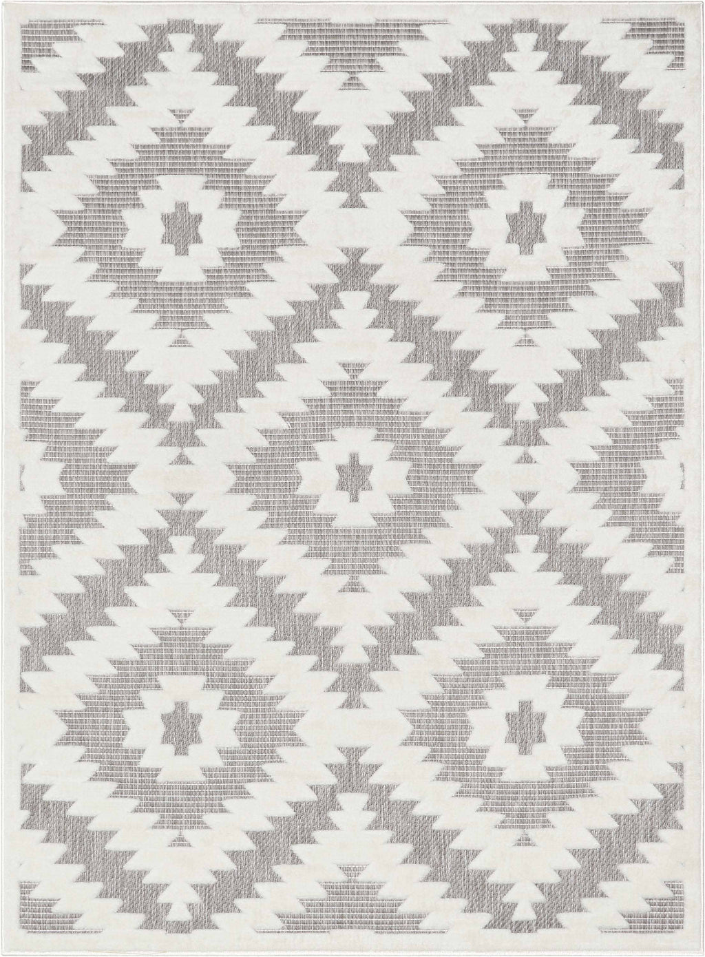 Keiko Tribal Moroccan Indoor/Outdoor Grey High-Low Rug: 7'10" x 10'6"