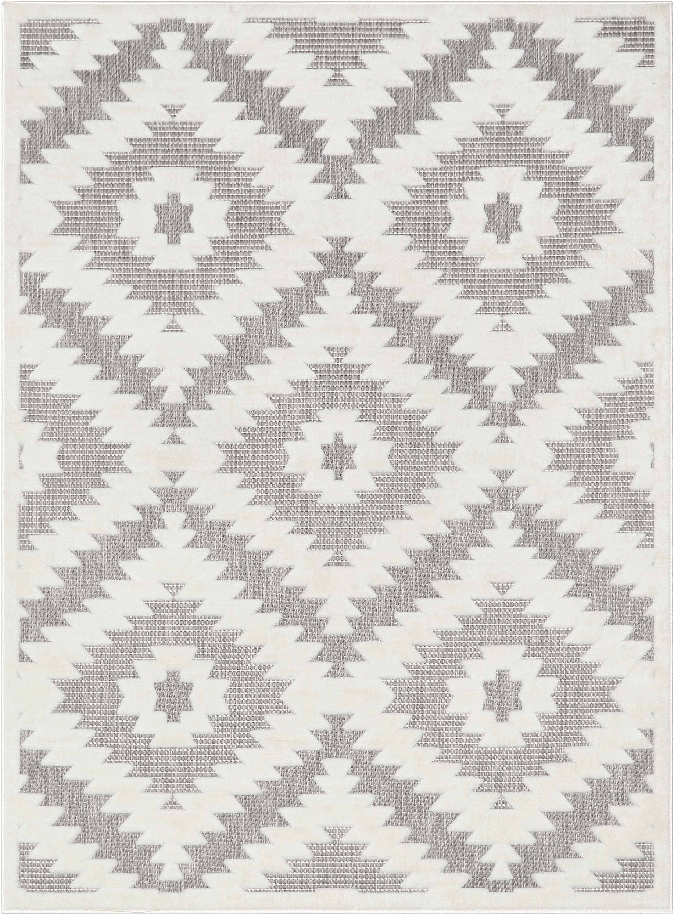 Keiko Tribal Moroccan Indoor/Outdoor Grey High-Low Rug: 7'10" x 10'6"