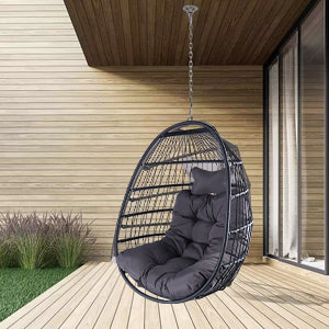 Swing Hammock Egg Basket Chairs Without Stand Indoor Outdoor, UV Resistant Cushion Hanging Chair, Foldable Frame 350lbs Capacity Ceiling Hammock Chair for Patio Porch Backyard Balcony