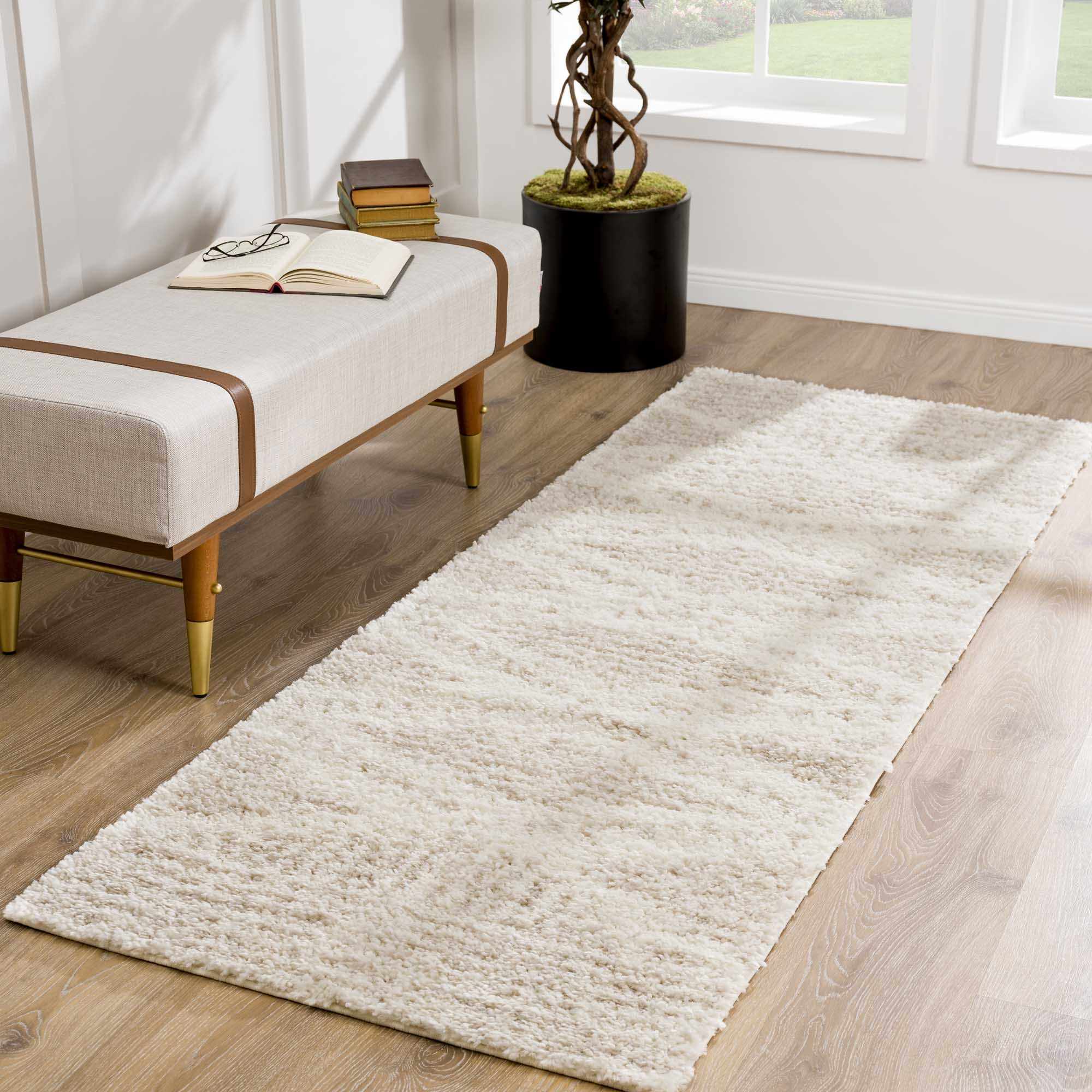 Trunding Plush Area Rug in Light Beige: 5'3" x 7'3" Rectangle