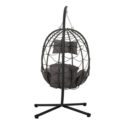 Egg Chair with Stand Indoor Outdoor Swing Chair Patio Wicker Hanging Egg Chair Hanging Basket Chair with Stand for Bedroom Living Room Balcony