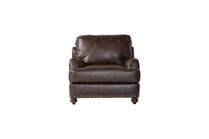 Antique Ridgeline Bronze Nailhead Sofa and Loveseat