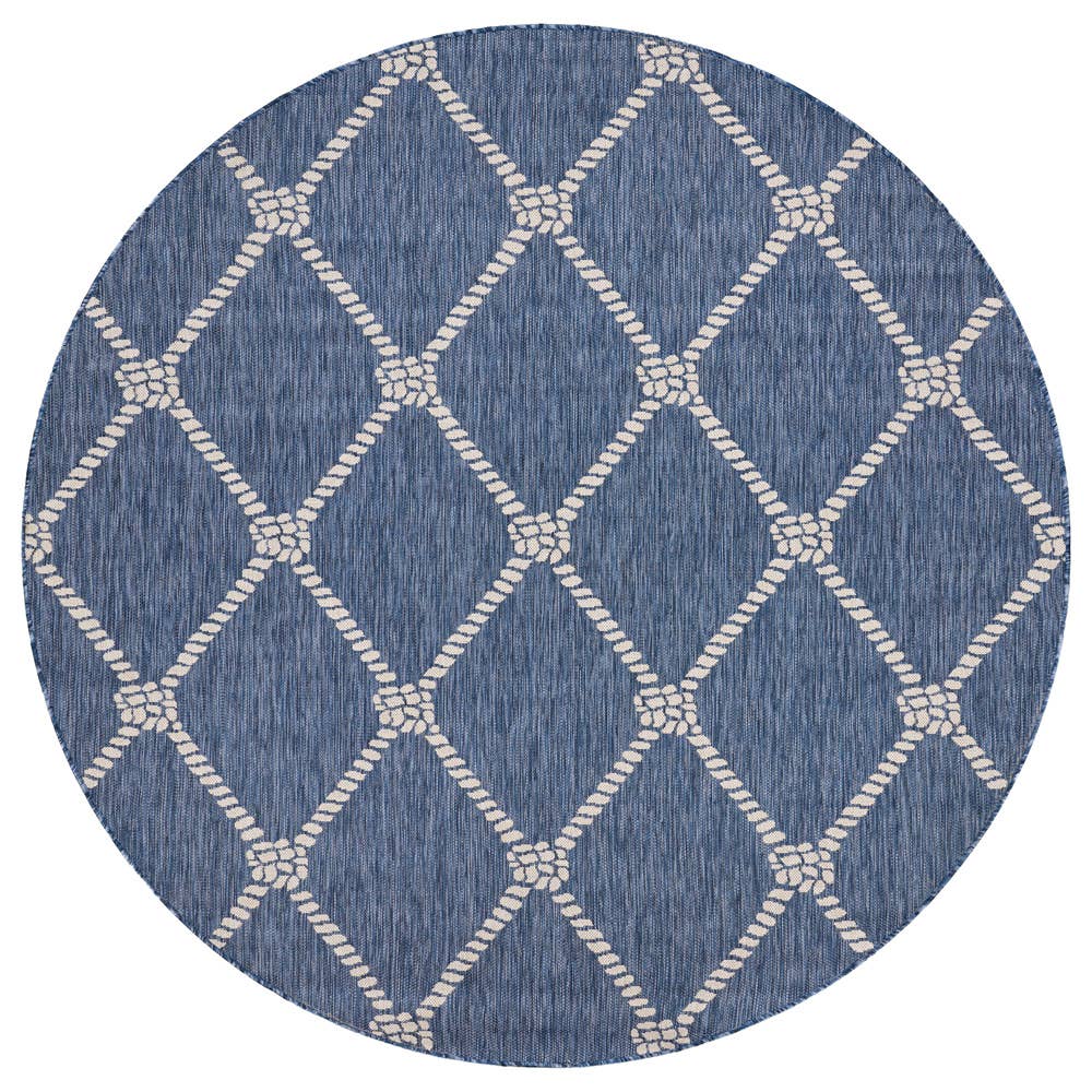 Samantha Nautical Knot Navy/White Indoor/Outdoor Area Rug: 5'3" x 7'
