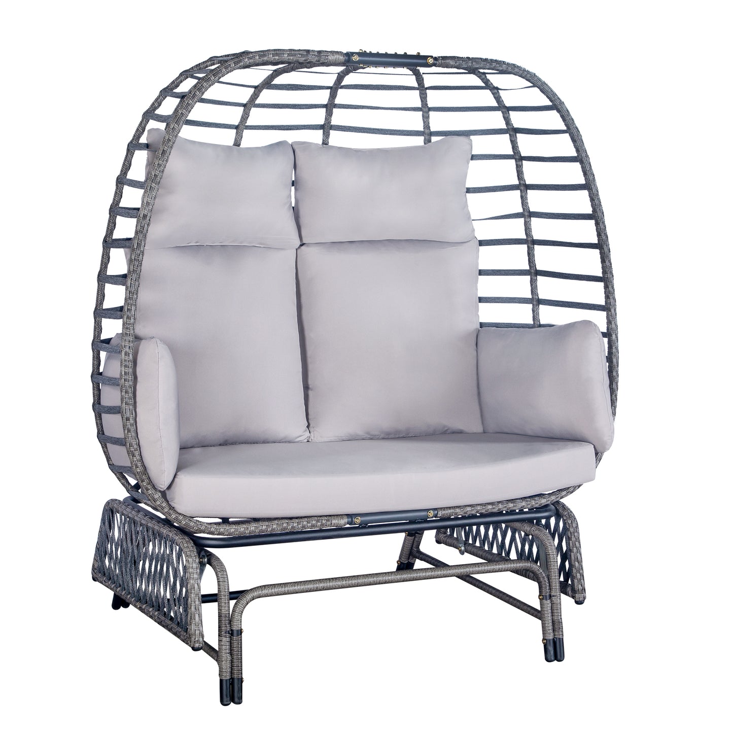 2 person Swing egg chair with rocking glide frame and cushion