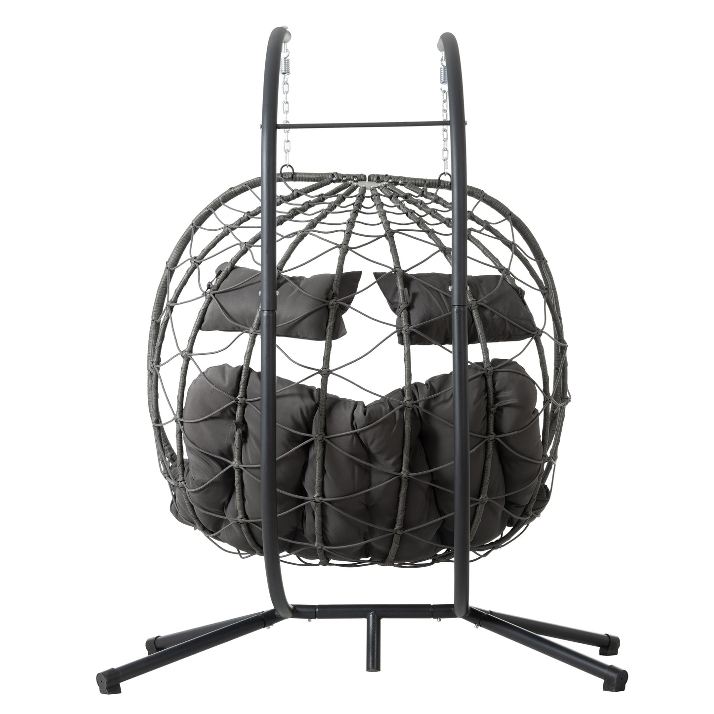 2 Persons Egg Chair with Stand Indoor Outdoor Swing Chair Patio Wicker Hanging Egg Chair Hanging Basket Chair with Stand for Bedroom Living Room Balcony